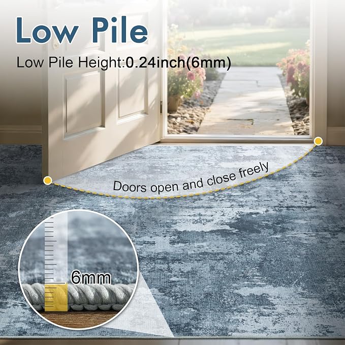 2x6 Ft Washable Runner Rug, Non-Slip Low Pile Hallway Kitchen Area Rug - Image 7