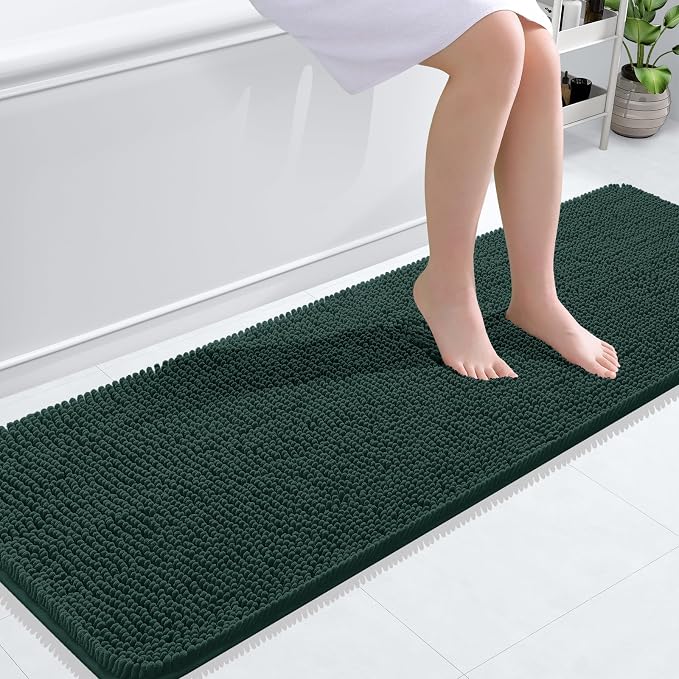 OLANLY Bathroom Runner Rugs 59x20, Soft Absorbent Chenille Bath Rugs, Rubber by OLANLY