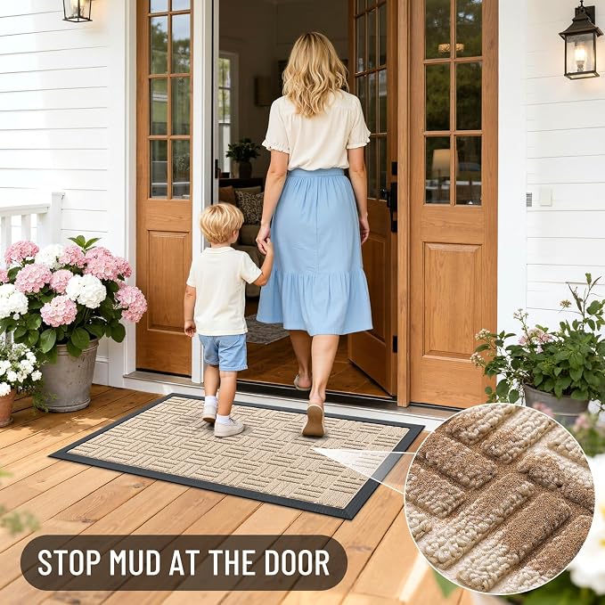 OLANLY Front Door Mat Outside Entrance 35x23, Heavy Duty Sturdy Natural Rubber - Image 7