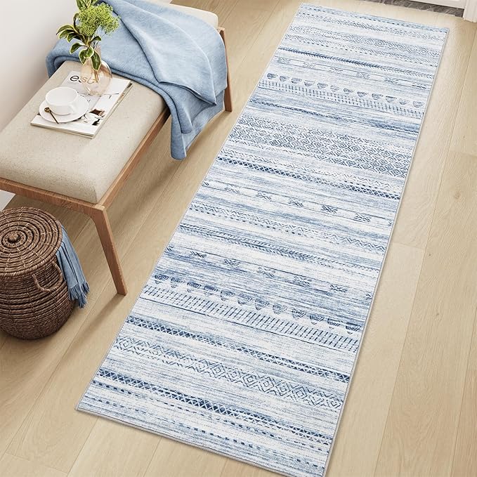 2x6 Runner Rug Machine Washable Non Slip Area Rug Distressed Neutral Moroccan by Tchdio