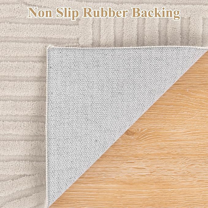 Pauwer 6x9 Washable Area Rugs for Living Room Modern Beige Solid Color Soft - Image 4
