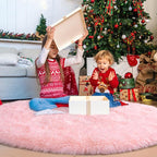 WISH TREE Round Pink Rug for Bedroom Girls, Soft Fluffy 7ft Circle Area Rugs - Image 4