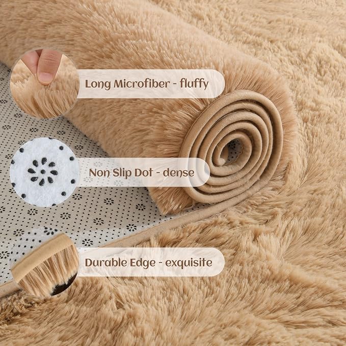 YJ.GWL Fluffy Runner Rugs for Bedroom Living Room Soft Shag Rug 2x6 Feet - Image 4