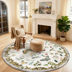 Washable Round Rugs for Bedroom 4ft: Living Room Rug Stain Resistant Non Slip by palohom