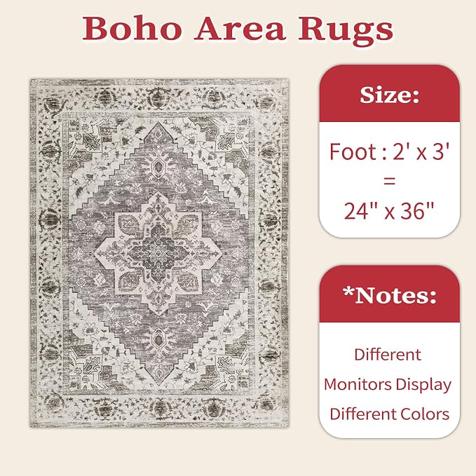 SERISSA Boho Rugs for Entryway, 2x3 Entryway Rug Non-Slip Washable Small Area - Image 2