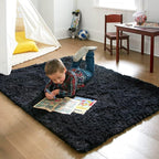 Ophanie Black Area Rugs for Bedroom Living Room, 4x6 Fluffy Fuzzy Shag Shaggy - Image 6