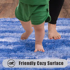 Soft Runner Rugs for Bedroom Hallways, 2x5 Abstract Blue White Fluffy Shag - Image 7