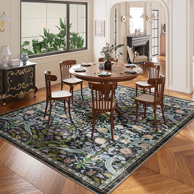 AMTOVO 6x9 Washable Area Rugs for Living Room, Non-Slip Large Soft Boho Floral - Image 3