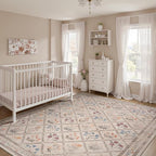 DCX Washable 5x7 Rose Biege Floral Rug - Image 5