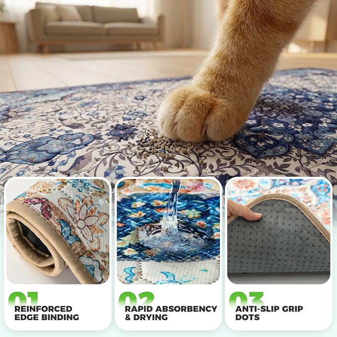 Hompet Cat Litter Mat 2 Pack, 24.8x54 Large Machine Washable Trapping Mats - Image 5
