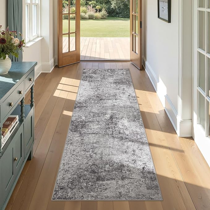 DMOYEST Washable Runner Rug for Hallway: 2x6 Neutral Modern Abstract Low Pile by DMOYEST