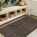 Washable 3x6 Area Rug for Entryway, Dark Brown Boho Large Kitchen Rug, Home by HazoHaus