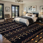 SERISSA 9x12 Area Rugs for Living Room, Washable Non-Slip Black and Gold Boho - Image 2