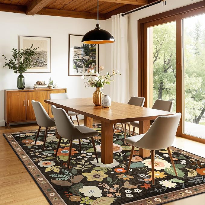 RELEANY Floral 9x12 Area Rugs Washable Print Boho Cute Carpet Non Slip Flower - Image 6