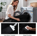 2x3 Black Fluffy Shag Rug for Bedroom, Soft Plush Fuzzy Washable Non Slip Floor - Image 6