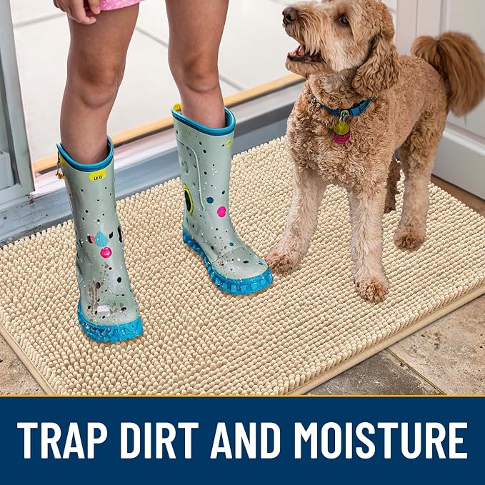 Smiry Dog Door Mat for Muddy Paws 71x46, Absorbent Dirt Trapper, Non-Slip - Image 3