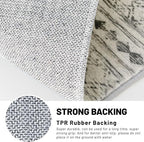 KUTA Boho Round Washable Rugs 5Ft Grey Moroccan Circle Area Rug Non-Slip Soft - Image 6
