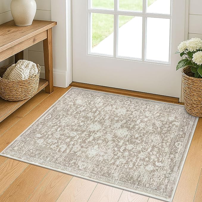 KILOCOCO Small Area Rug 2x3 Entryway Rugs Printed Vintage Floral Washable Rug by Kilococo
