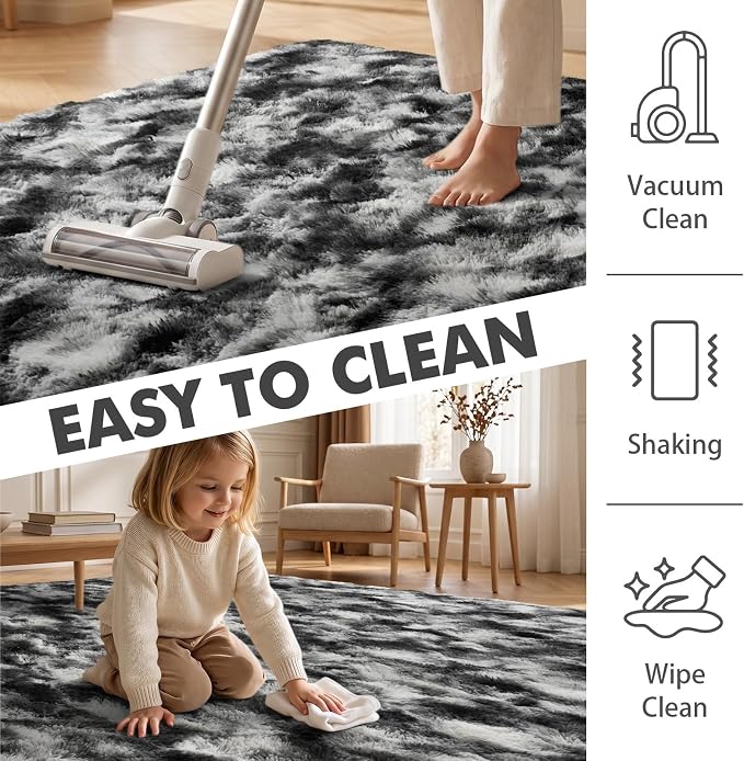 5x7 Ft Large Shag Rugs for Bedroom Living Room Decor for Men Boys, Tie Dyed - Image 7