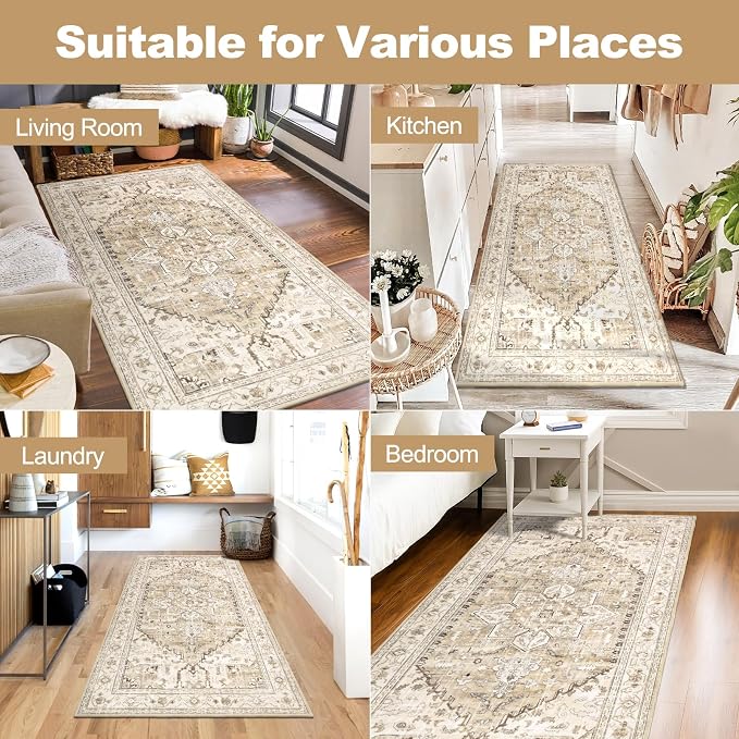 Yamaziot Washable Runner Rug, 3x6 Non-Slip Boho Vintage Hallway Rug - Image 7