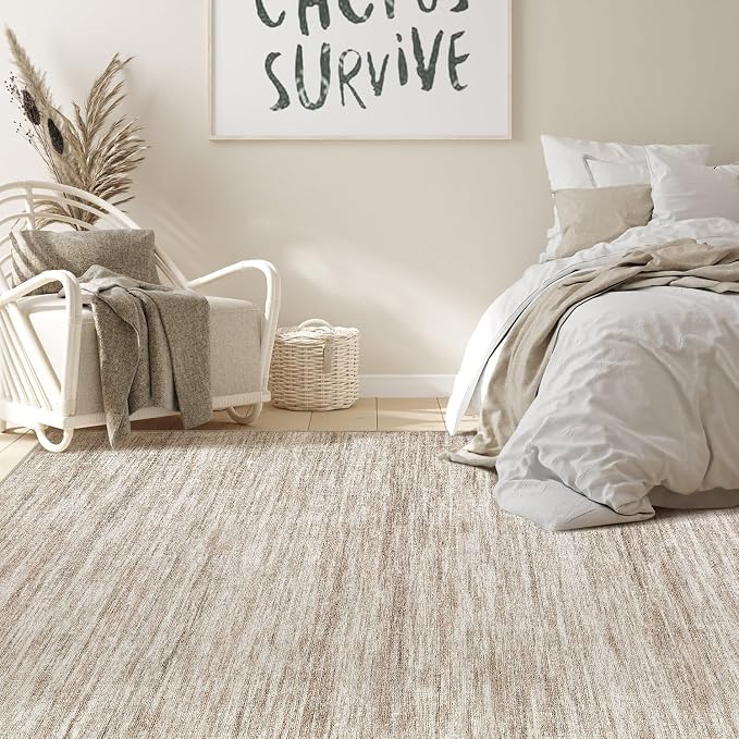 Nakagishi 9x12 Area Rugs Living Room: Washable Large Vintage Rug Neutral - Image 6