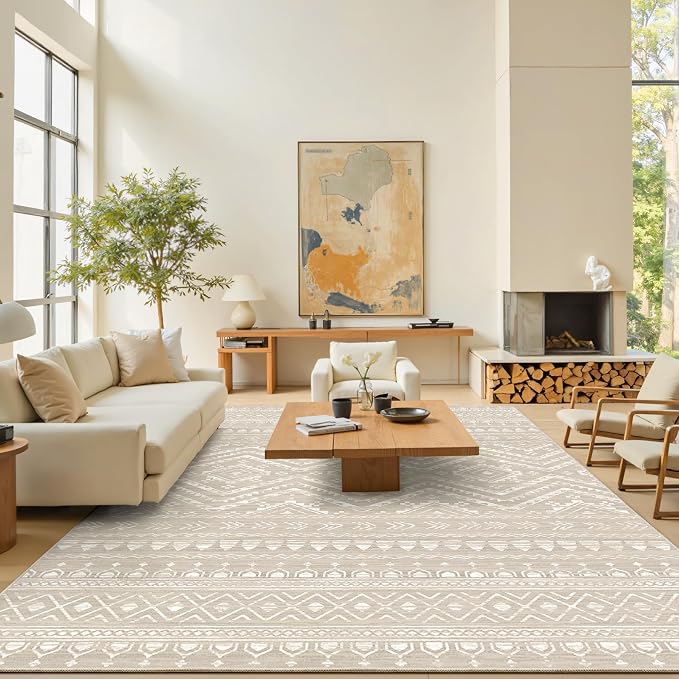 Miukiki 8x10 Area Rug for Living Room Moroccan Washable Rugs Non Slip Indoor - Image 5