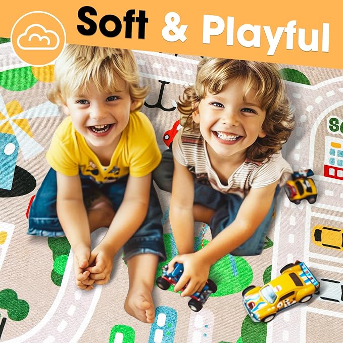 Kid Rug Carpet Playmat for Toy Cars and Train，Play Area Rug - Image 3