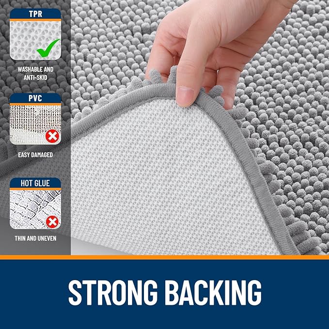 OLANLY Bathroom Runner Rugs 47x24, Extra Soft Absorbent Chenille Bath Rugs - Image 6
