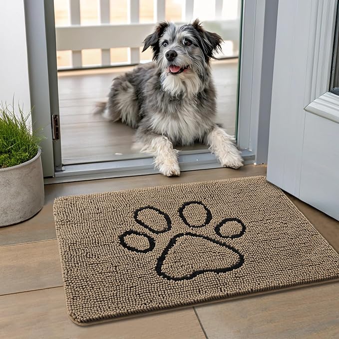 Smiry Dog Door Mat for Muddy Paws, Absorbent Dirt Trapper Non Slip Quick Dry by Smiry
