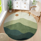 4ft Abstract Round Rug, Soft Washable Non-Slip Mountain Circle Classroom Rug - Image 8