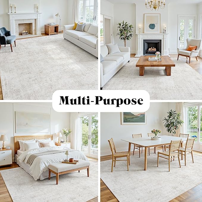 Area Rug 5x7 Living Room Rug Washable: No-Slip Abstract Soft Thin Large Light - Image 7