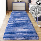 Soft Runner Rugs for Bedroom Hallways, 2x5 Abstract Blue White Fluffy Shag by Ailyei