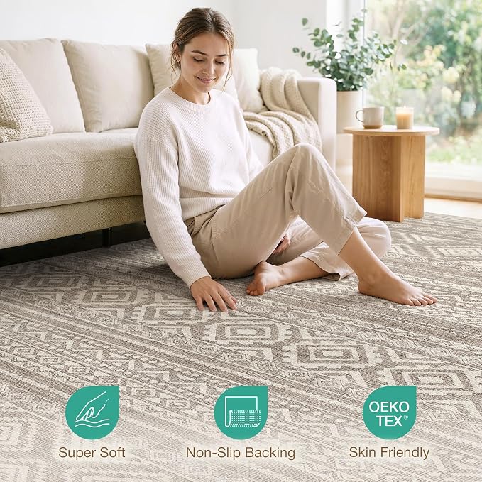 cotiled 6x9 Area Rugs Living Room Rug: Washable Boho Rugs - Image 2