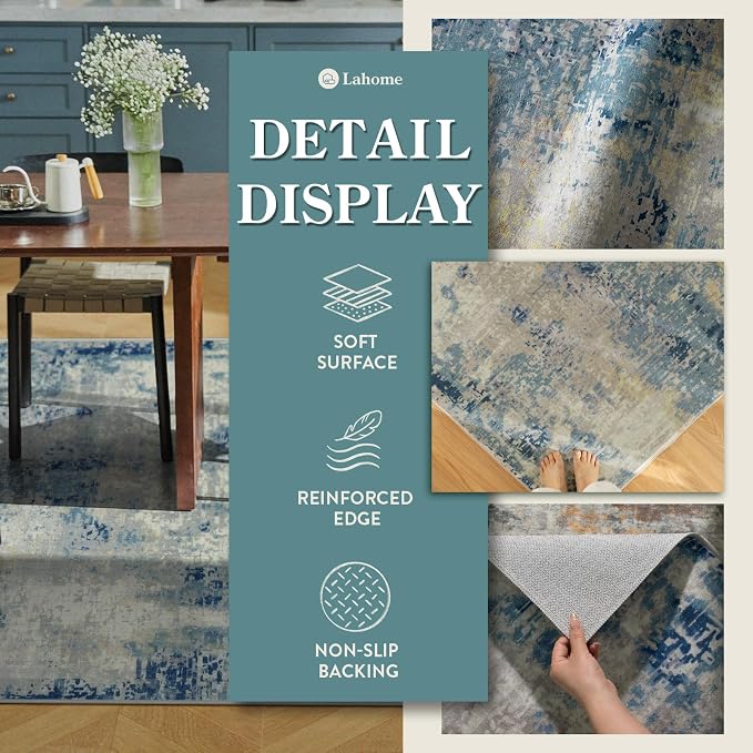 Lahome Modern Abstract Area Rug 4x6, Washable Living Room Rug - Image 7