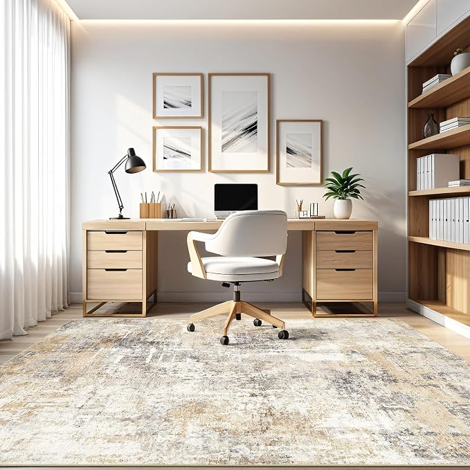 6x9 Area Rugs Living Room: Large Washable Abstract Modern Soft Rug Stain - Image 7