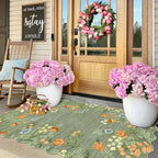 Sage Green Floral Entry Rug - Image 7