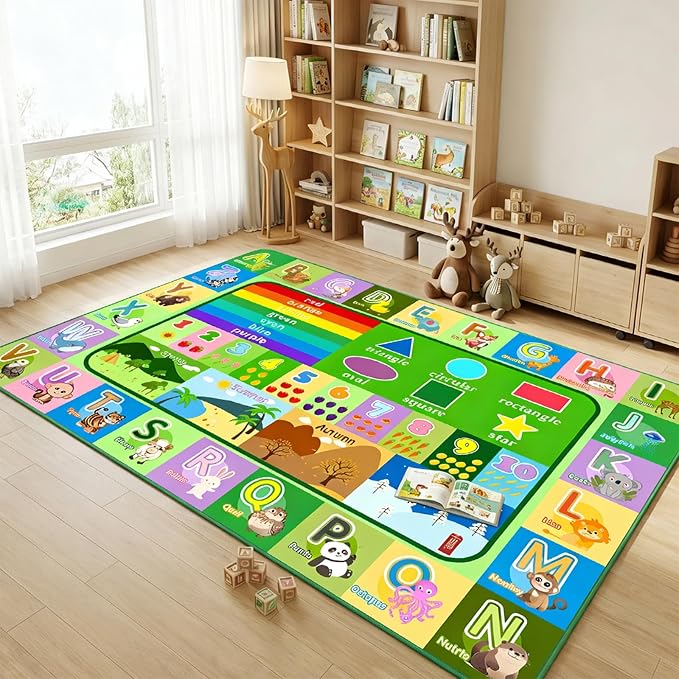 ABC Rugs for Kids Playroom Classroom, 4.5x6 Ft Educational Alphabet Rug - Image 4