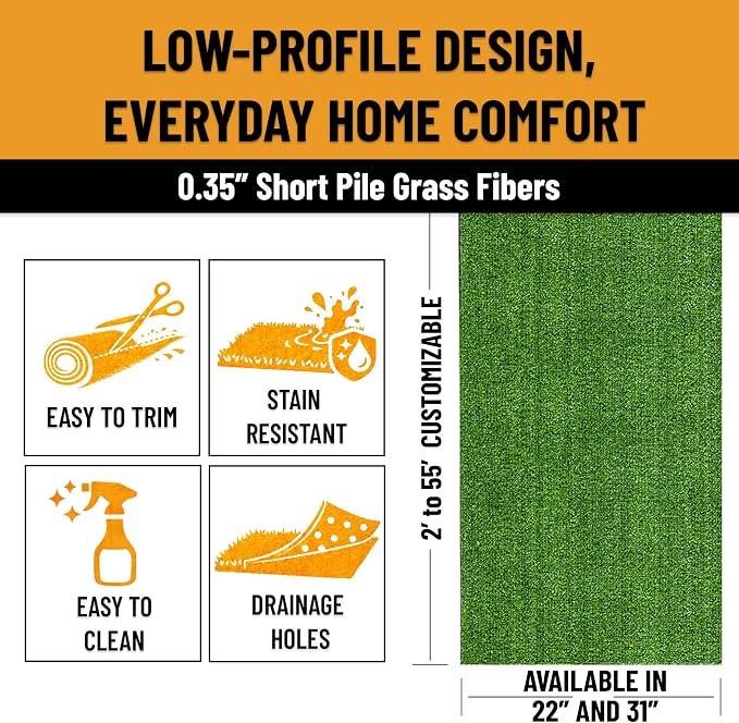 Ottomanson Artificial Grass Runner Lite 31" x 54', Fake Grass - Image 6