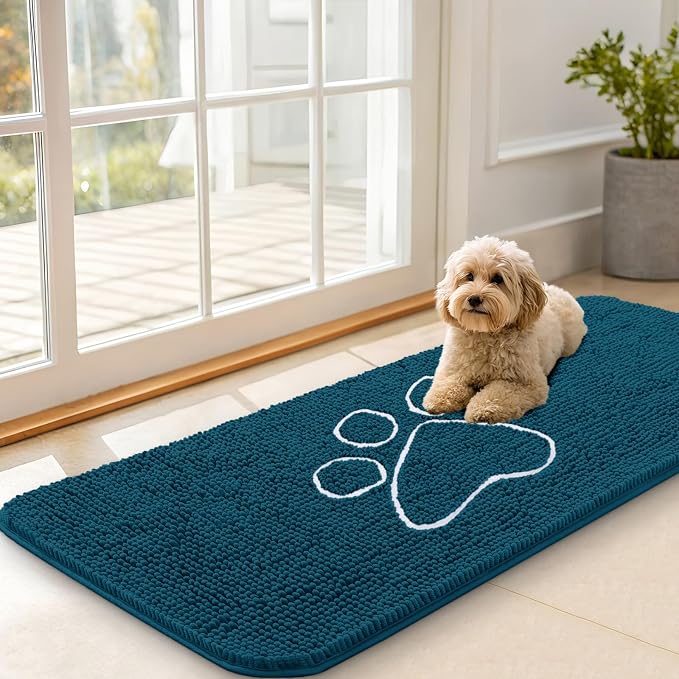 OLANLY Dog Door Mat for Muddy Paws 47x20, Paw Print Design, Absorbs Moisture by OLANLY