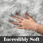 ONASAR 8x10 Area Rugs for Living Room, Tie-Dyed Light Grey Large Fluffy Shag - Image 2