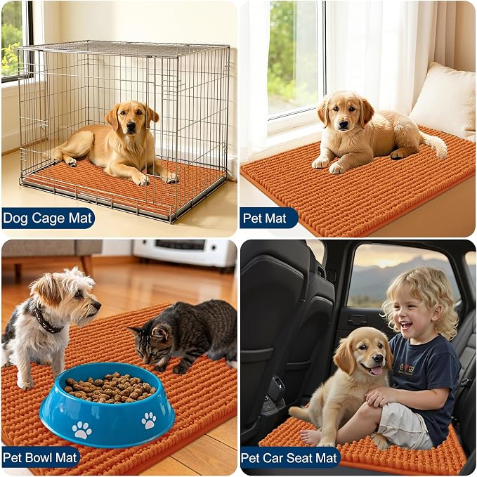 OLANLY Dog Door Mat for Muddy Paws 44x24, Ultra Absorbent Chenille Mud Doormat - Image 7
