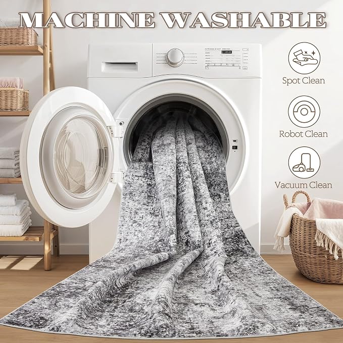 DMOYEST Washable Runner Rug for Hallway: 2x6 Neutral Modern Abstract Low Pile - Image 8