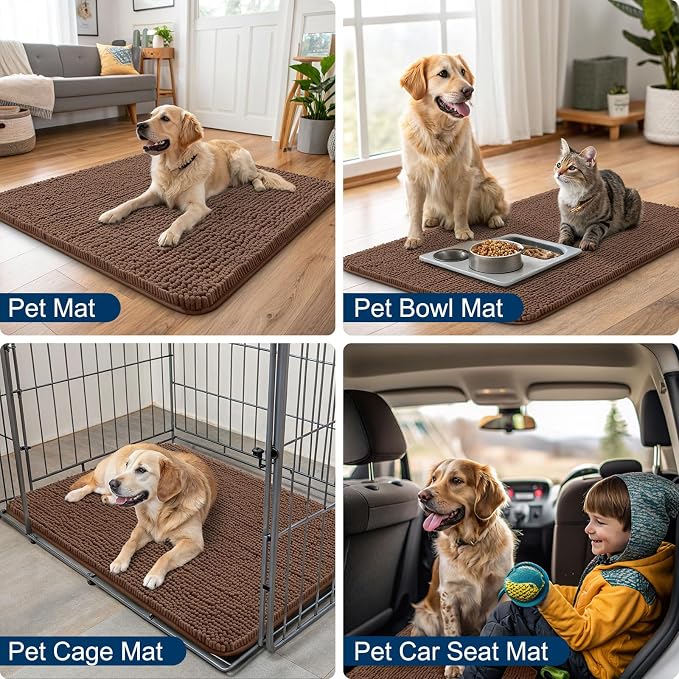 Smiry Dog Door Mat for Muddy Paws 59x35, Absorbent Dirt Trapper, Non-Slip - Image 6