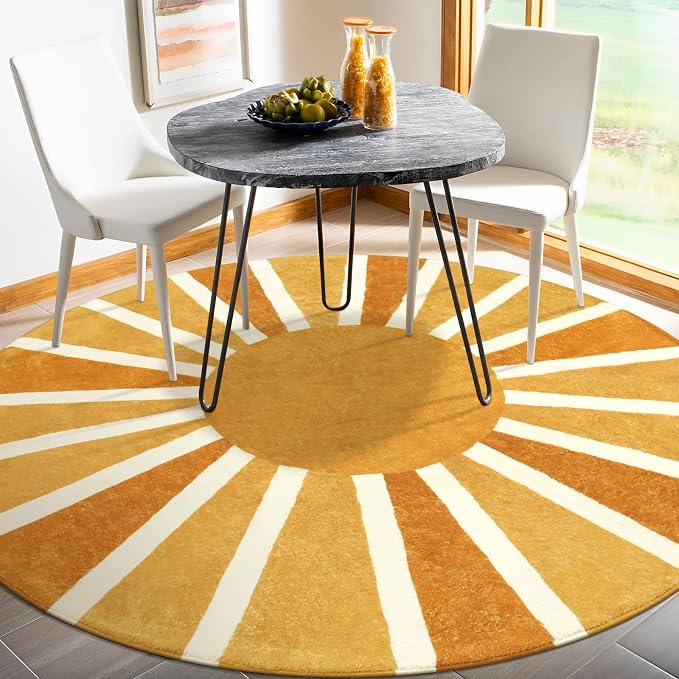 Lahome Boho Round Rugs - 4Ft Washable Non-Slip Small Round Area Rug Throw Soft - Image 4