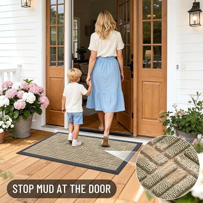 OLANLY Front Door Mat Outside Entrance 59x23, Heavy Duty Sturdy Natural Rubber - Image 7