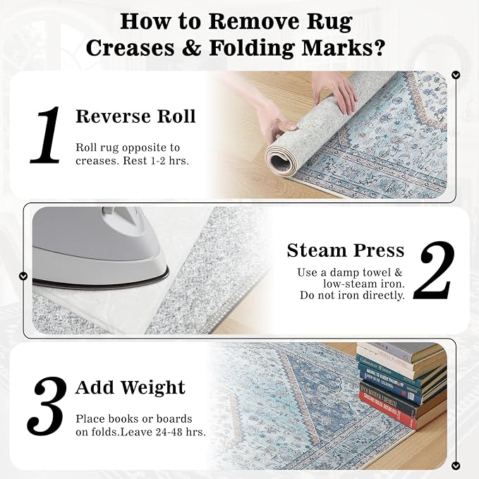 DCX Machine Washable Blue and Beige 2x6 Runner Rug, Non Slip Stain Resistant - Image 8