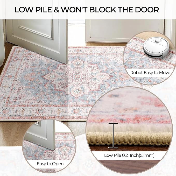 CAPALOCA Machine Washable Rugs Nursery Rug 7x9 Cute Girl Non Slip Low Pile - Image 5