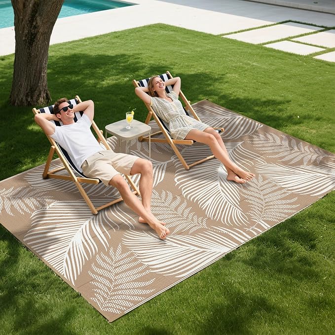 Pauwer Waterproof Outdoor Rug 6x9, Reversible Plastic Straw Patio Camping Rug - Image 6