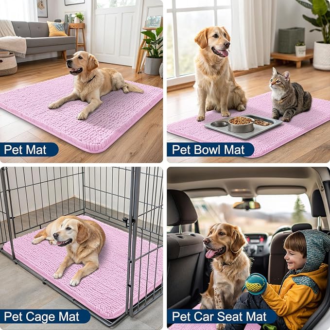 Smiry Dog Door Mat for Muddy Paws 30x20, Absorbent Dirt Trapper, Non-Slip - Image 6