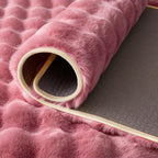 Dusty Rose Rabbit Plush Rug 6'x9', Fluffy Faux Fur Shaggy Area Rug - Image 7